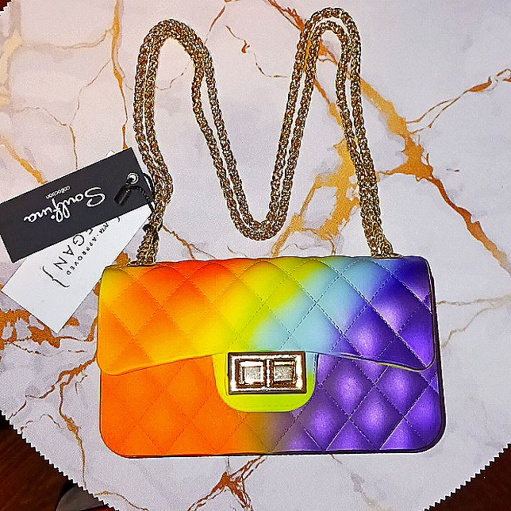 JELLY 🌈 COLORED MINI GOLD METAL ADJUSTABLE STRAP PURSE